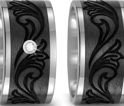 Trouwringen Titanium met Carbon