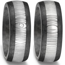 Trouwringen Titanium met Carbon