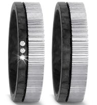 Trouwringen Titanium met Carbon