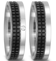 Trouwringen Titanium met Carbon