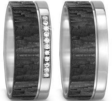 Trouwringen Titanium met Carbon