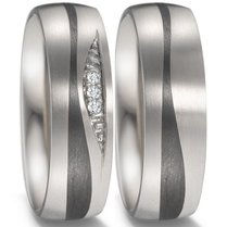 Trouwringen Titanium met Carbon