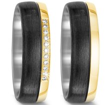 Trouwringen Titanium met Carbon