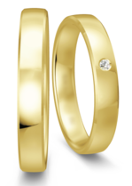 Smalle geelgouden trouwringen glanzend