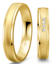 Geelgouden trouwringen met diamant