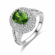 ring groen en wit zirkonia halo
