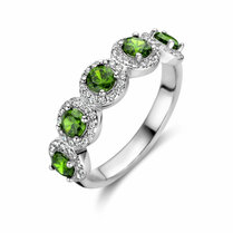 ring groen en wit zirkonia halo