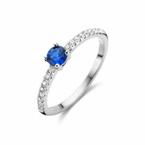 ring blauw en wit zirkonia