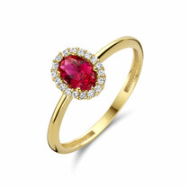 ring rood en wit zirkonia halo