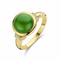 ring groen agaat en diamant 0.08ct h si