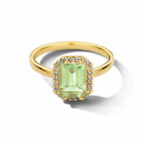 ring groen amethist en diamant 0.10ct h si halo