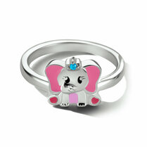 ring emaille olifant blauw zirkonia