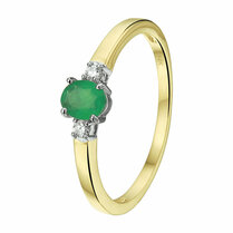 ring smaragd en diamant 0.05ct h si