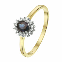 ring saffier en diamant 0.10ct h si halo