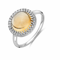 ring citrien en zirkonia halo