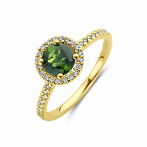 ring groen toermalijn en diamant 0.15ct h si