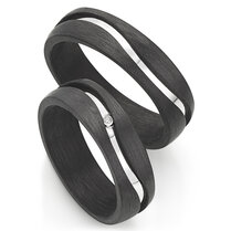 Trouwringen Zilver met carbon Trouwringen Zilver met carbon