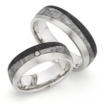 Trouwringen Zilver met carbon Trouwringen Zilver met carbon