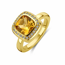 ring citrien en diamant 0.14ct h si halo