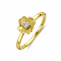 ring bloem en diamant 0.10ct h si