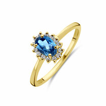 ring london blue topaas en diamant 0.11ct h si