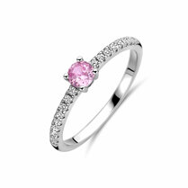 ring wit en roze zirkonia