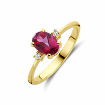 ring trilogie roze topaas en diamant 0.04ct h si