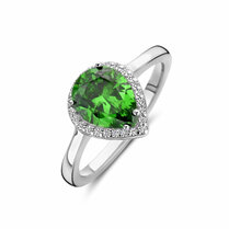 ring wit en groen zirkonia halo