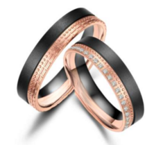 Zwarte  titanium met zirkonium ringen