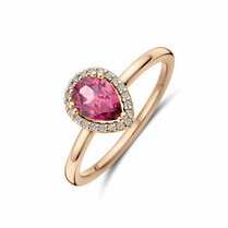 ring roze rhodoliet en diamant 0.06ct h si