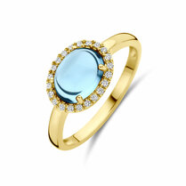 ring blauw topaas en diamant 0.09ct h si halo