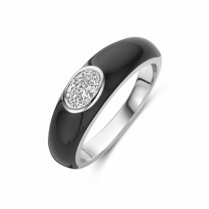 ring zwart emaille en zirkonia