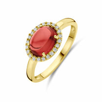 ring granaat en diamant 0.09ct h si halo