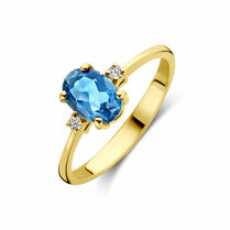ring trilogie london blue topaas en diamant 0.04ct h si