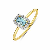 ring aquamarijn en diamant 0.08ct h si