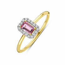 ring roze toermalijn en diamant 0.08ct h si