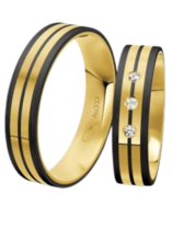 Trouwringen goud met carbon Trouwringen goud met carbon