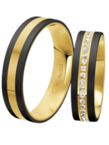 Trouwringen goud met carbon Trouwringen goud met carbon