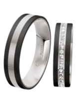 Trouwringen goud met carbon Trouwringen goud met carbon