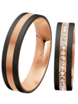 Trouwringen goud met carbon Trouwringen goud met carbon