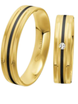 Trouwringen goud met carbon Trouwringen goud met carbon