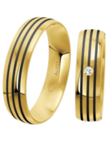 Trouwringen goud met carbon Trouwringen goud met carbon