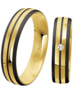 Trouwringen goud met carbon Trouwringen goud met carbon