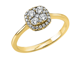 Geelgouden aanzoeksring met briljant 0.42 ct 