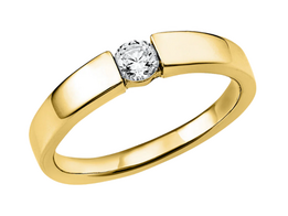 Geelgouden aanzoeksring met briljant