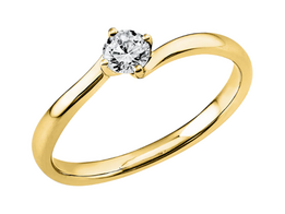 Geelgouden aanzoeksring met briljant