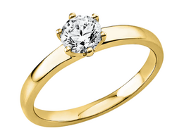 Geelgouden aanzoeksring met briljant