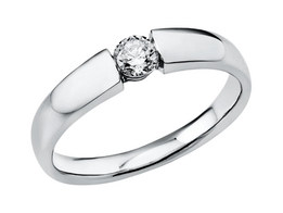 Witgouden aanzoeksring met briljant Witgouden aanzoeksring met briljant