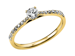 Geelgouden aanzoeksring met briljant