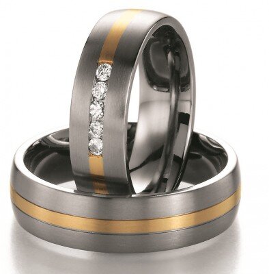 Bicolor Trouwringen Goud en Titanium